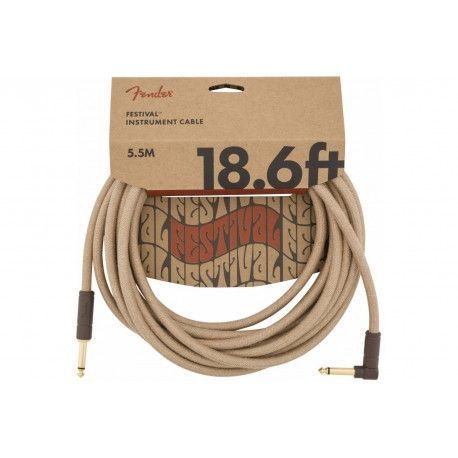 FENDER 18.6' ANGLED FESTIVAL INSTRUMENT CABLE PURE HEMP NATURAL Кабель инструментальный FE-0153 фото