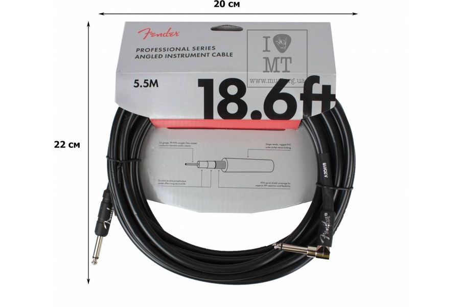 FENDER CABLE PROFESSIONAL SERIES 18.6' ANGLED BLACK Кабель инструментальный FE-0260 фото
