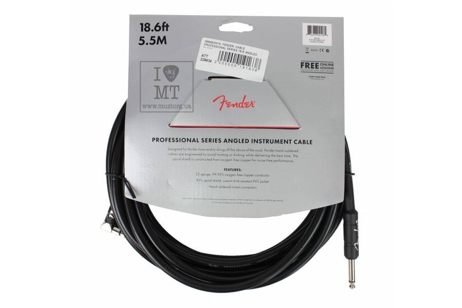 FENDER CABLE PROFESSIONAL SERIES 18.6' ANGLED BLACK Кабель инструментальный FE-0260 фото