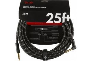 FENDER CABLE DELUXE SERIES 25' ANGLED BLACK TWEED Кабель інструментальний FE-0256 фото