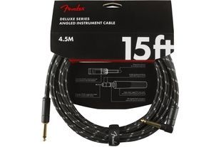 FENDER CABLE DELUXE SERIES 15' ANGLED BLACK TWEED Кабель інструментальний FE-0255 фото