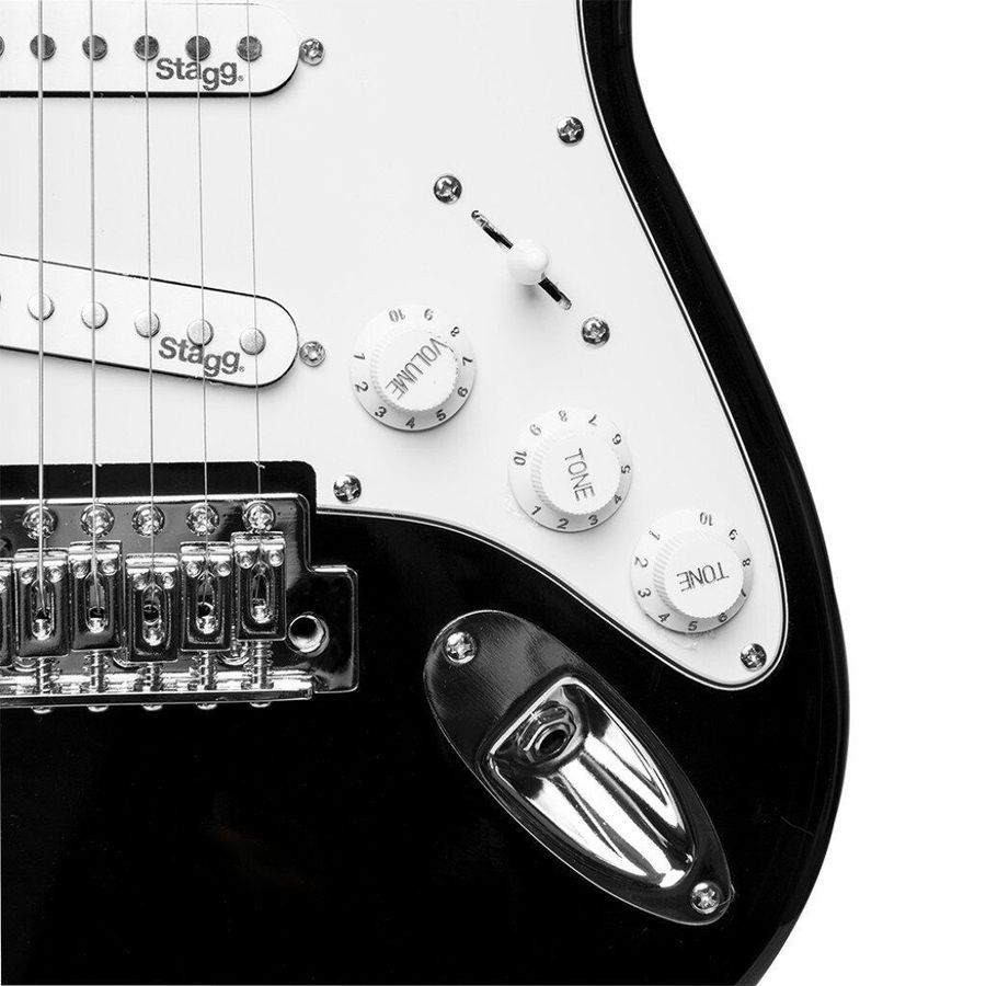 Електрогітара, форма: Stratocaster Stagg S300 BK ST-0552 фото
