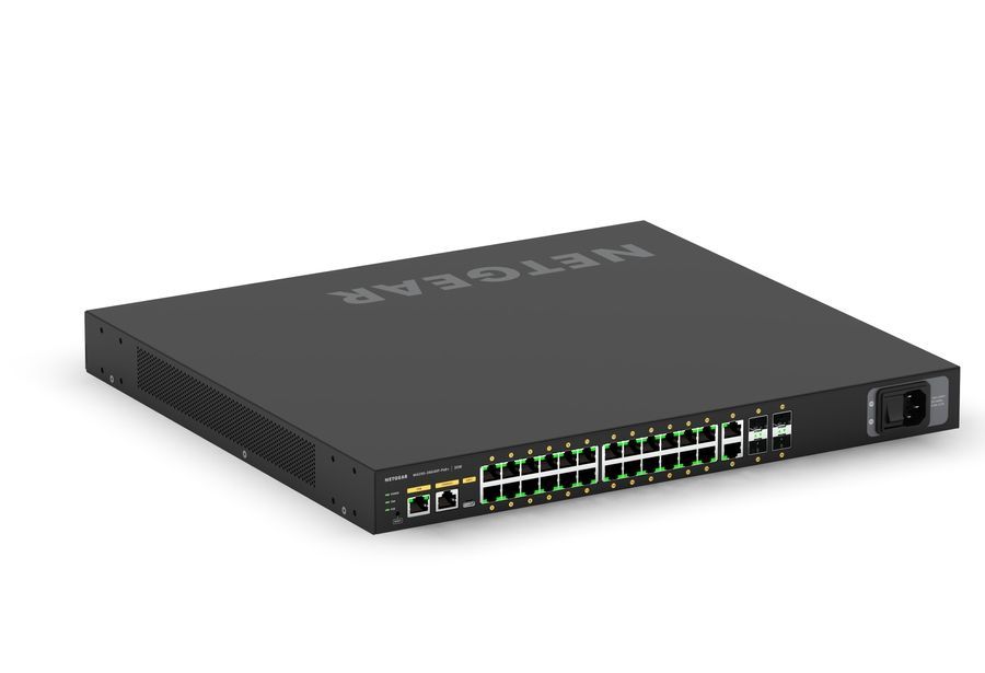 Комутатор NETGEAR M4250-26G4XF-PoE+ (GSM4230PX), 24x1GE PoE+ (480Вт), 2x1GE, 4xSFP+, AV Line керований L2 GSM4230PX-100EUS фото