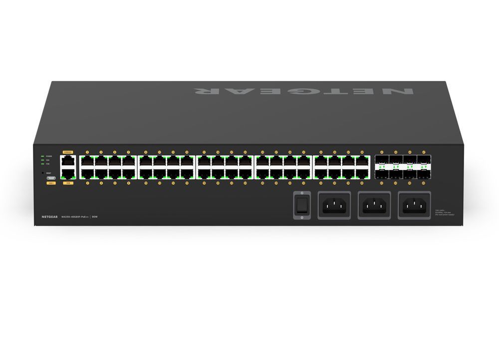 Комутатор NETGEAR M4250-40G8XF-PoE++ (GSM4248UX), 40x1GE Ultra90 PoE++ (2880Вт), 8xSFP+, AV Line керований L2 GSM4248UX-100EUS фото