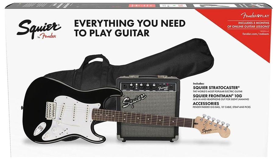 SQUIER by FENDER STRATOCASTER PACK LR BLACK GIG BAG 10G - 230V EU Гитарный набор SQ-0200 фото