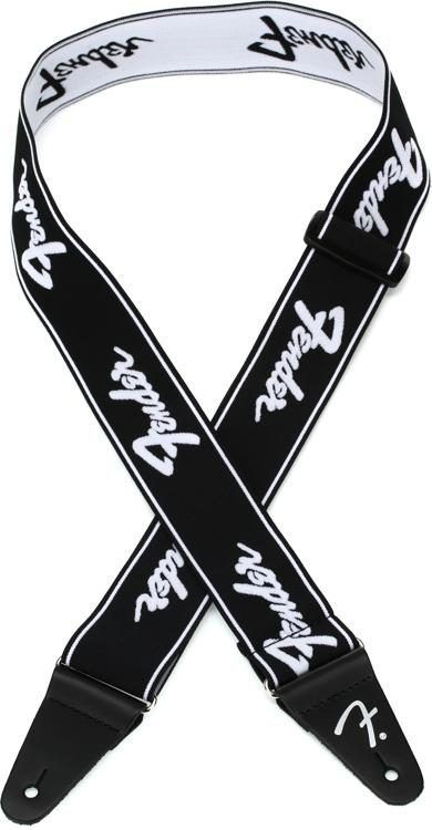 FENDER STRAP 2" WEIGHLESS RUNNING LOGO BLACK/WHITE Ремінь гітарний FE-0599 фото