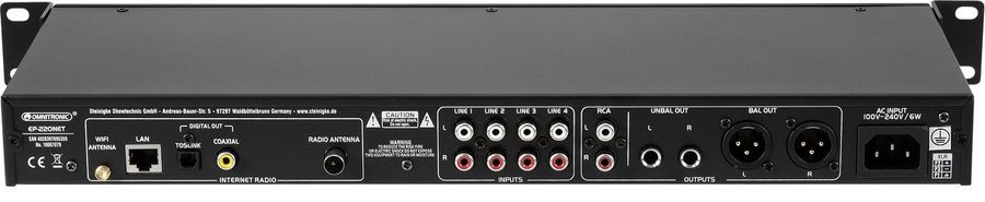 Предусилитель Omnitronic EP-220NET DAB+ і Bluetooth OM-1150 фото