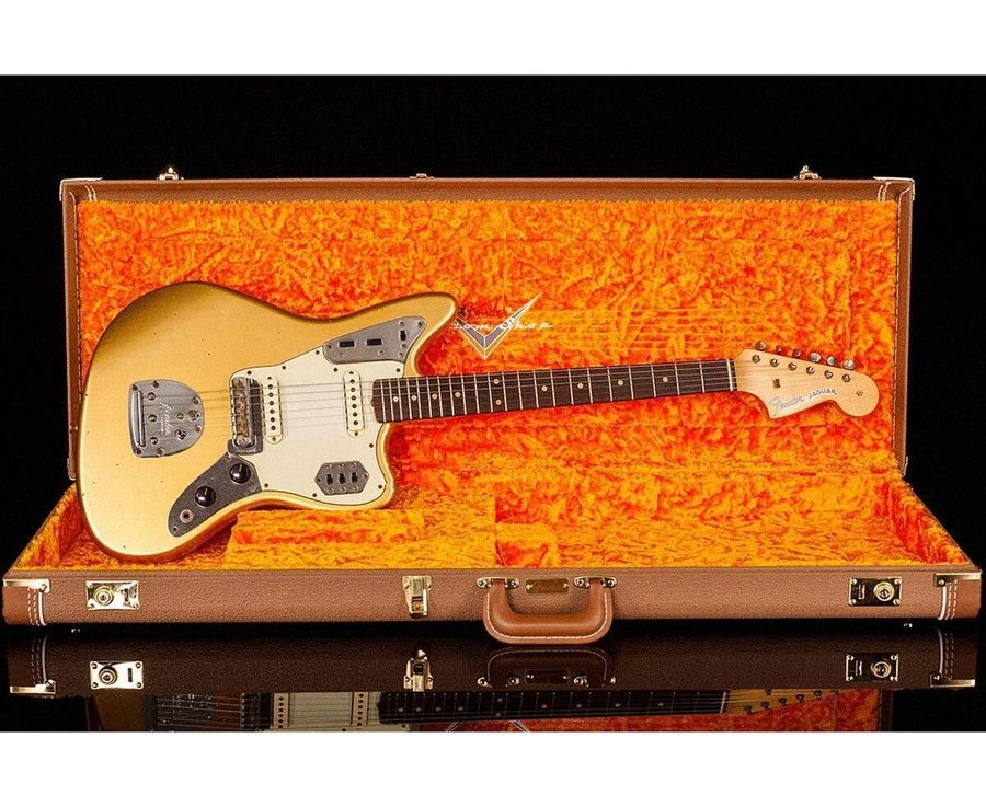 FENDER CUSTOM SHOP LIMITED EDITION 1963 JAGUAR JOURNEYMAN RELIC AGED AZTEC GOLD Електрогітара FE-0311 фото