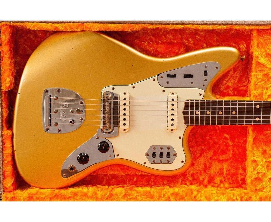 FENDER CUSTOM SHOP LIMITED EDITION 1963 JAGUAR JOURNEYMAN RELIC AGED AZTEC GOLD Електрогітара FE-0311 фото