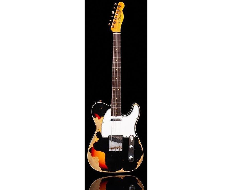 FENDER CUSTOM SHOP 1959 TELECASTER CUSTOM SUPER HEAVY RELIC AGED BLACK OVER 3TSB Електрогітара FE-0291 фото
