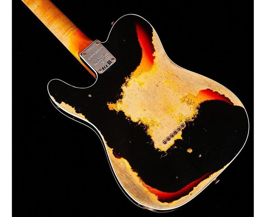 FENDER CUSTOM SHOP 1959 TELECASTER CUSTOM SUPER HEAVY RELIC AGED BLACK OVER 3TSB Електрогітара FE-0291 фото