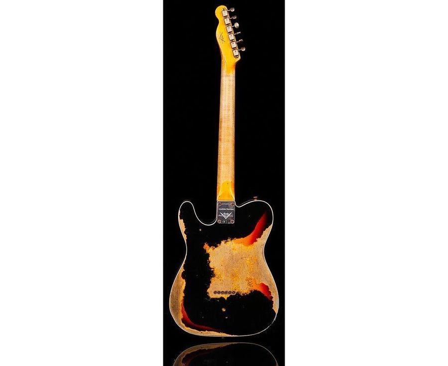 FENDER CUSTOM SHOP 1959 TELECASTER CUSTOM SUPER HEAVY RELIC AGED BLACK OVER 3TSB Електрогітара FE-0291 фото