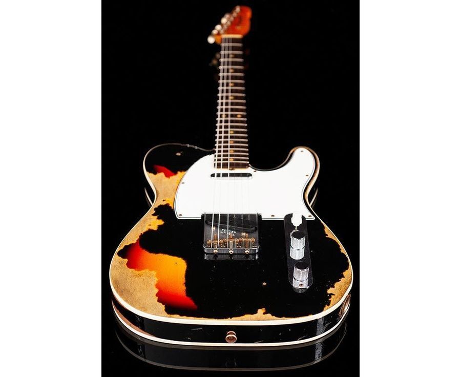 FENDER CUSTOM SHOP 1959 TELECASTER CUSTOM SUPER HEAVY RELIC AGED BLACK OVER 3TSB Електрогітара FE-0291 фото