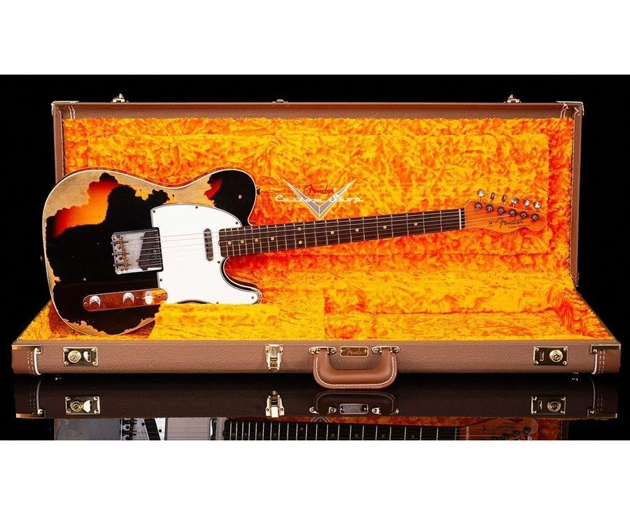 FENDER CUSTOM SHOP 1959 TELECASTER CUSTOM SUPER HEAVY RELIC AGED BLACK OVER 3TSB Електрогітара FE-0291 фото