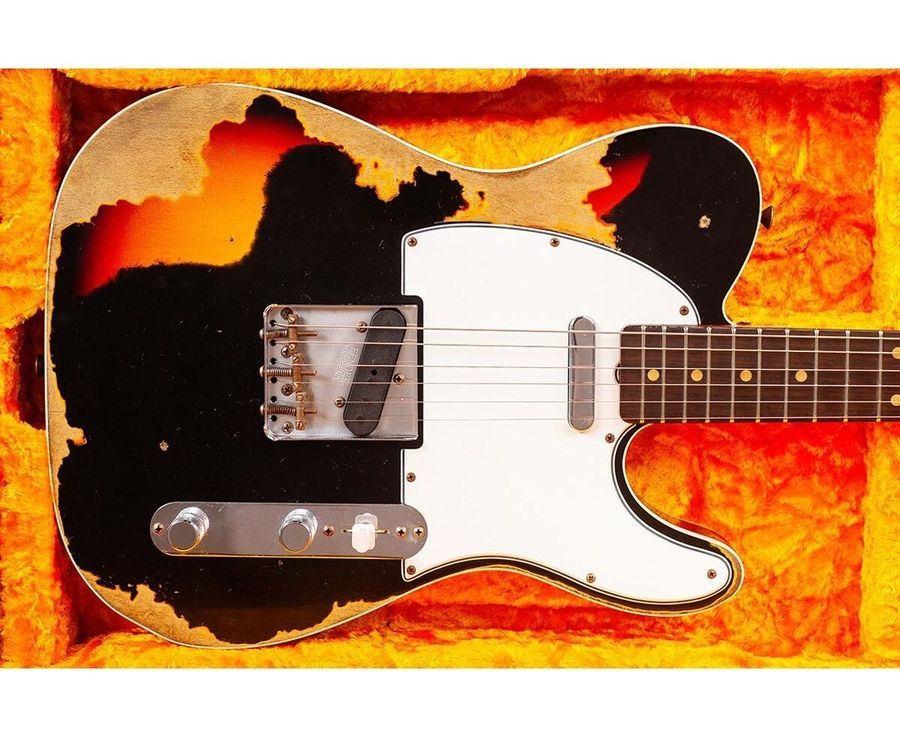 FENDER CUSTOM SHOP 1959 TELECASTER CUSTOM SUPER HEAVY RELIC AGED BLACK OVER 3TSB Електрогітара FE-0291 фото