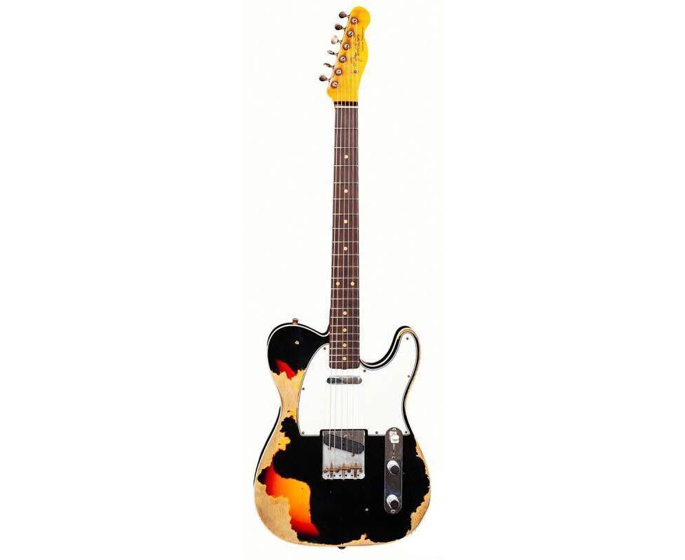 FENDER CUSTOM SHOP 1959 TELECASTER CUSTOM SUPER HEAVY RELIC AGED BLACK OVER 3TSB Электрогитара FE-0291 фото